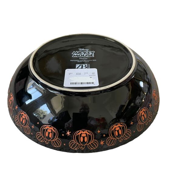 Disney Mickey Mouse HALLOWEEN Pumpkin Serving Bowl Candy Dish Black & Orange New - Picture 6 of 8